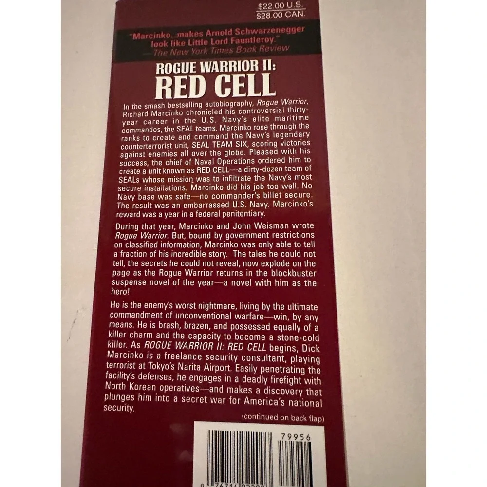 Richard Marcinko & John Weisman Red Cell: Rogue Warrior 2 HC DJ 1st Edition 1994